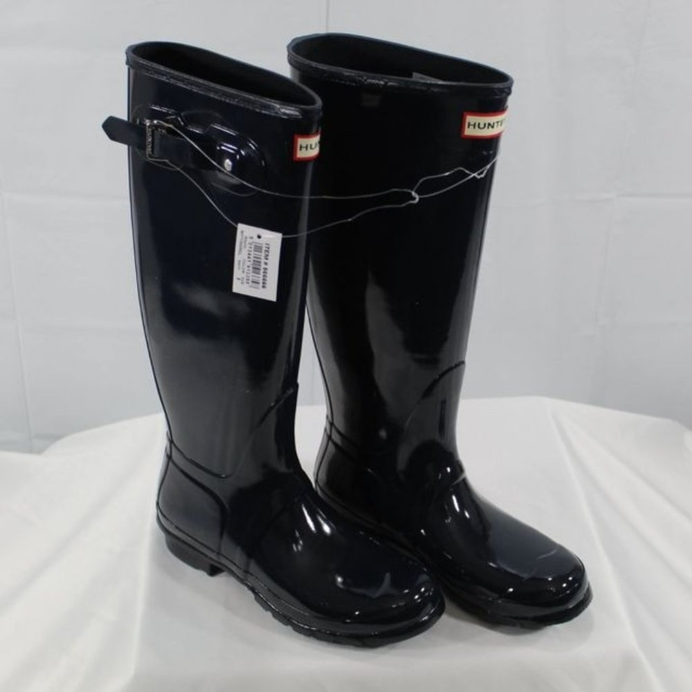 Hunter Women's Original Tall Gloss Rain Boots - Size 9 - Navy - NEW